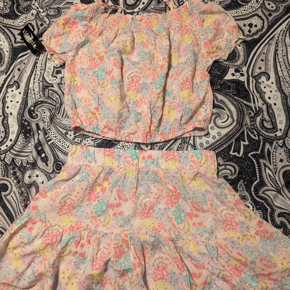 Floral Off-Shoulder Top and Skirt Set